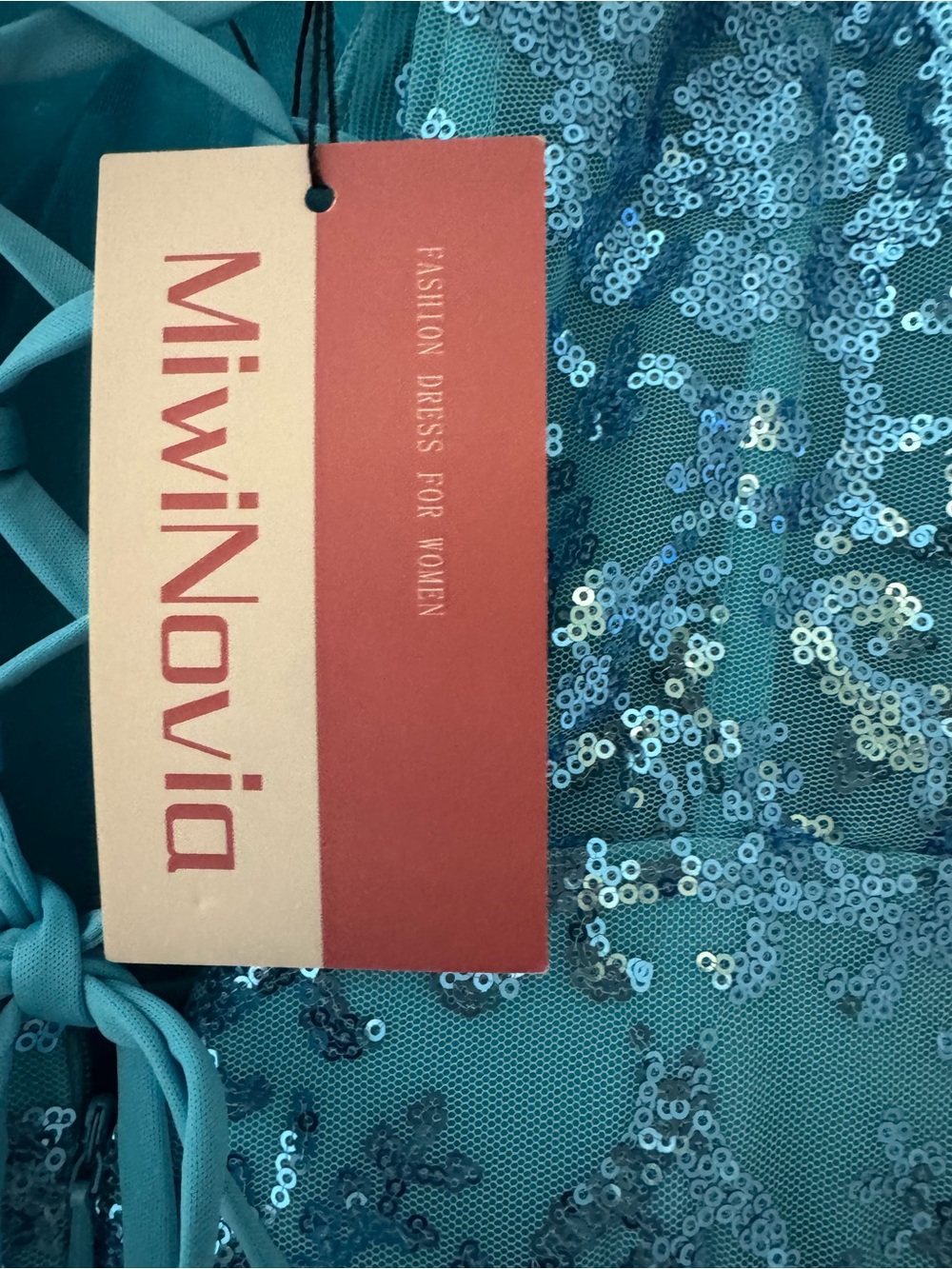 Aqua Sequin Mermaid Gown Size 6 Corset Back Formal Prom Wedding Guest Dress - Picture 6 of 6